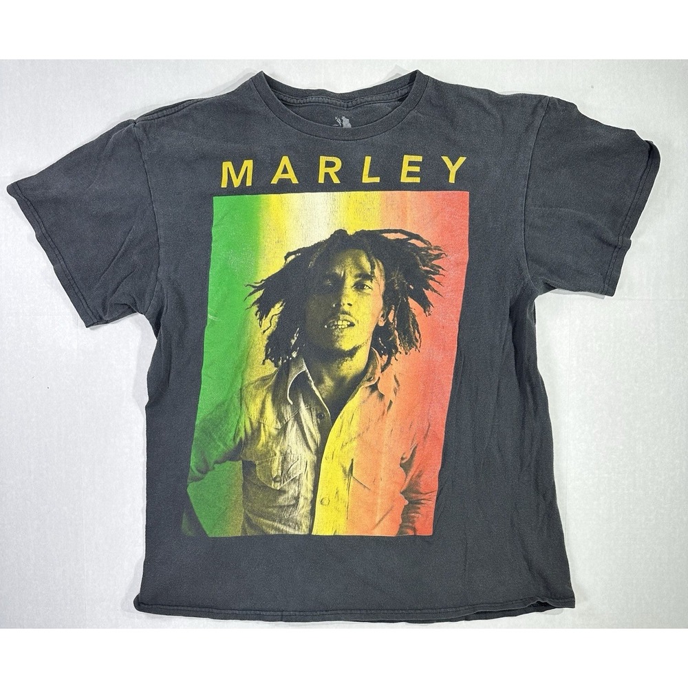 Bob Marley T-Shirt Zion Rootswear Rasta Reggae Graphic Black Tee Size L